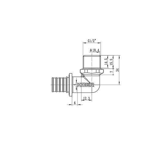 Уголок переходной с НР Koer KA.L06M-20 - 20(2.8mm) x 1/2