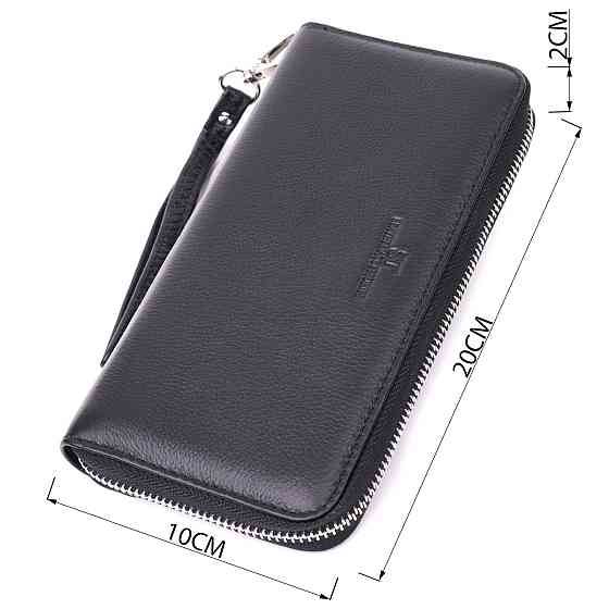 Універсальний гаманець-клатч на одне відділення з натуральної шкіри ST Leather 22559 Чорний Київ