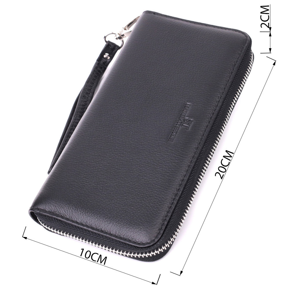 Универсальный кошелек-клатч на одно отделение из натуральной кожи ST Leather 22559 Черный Киев - изображение 3