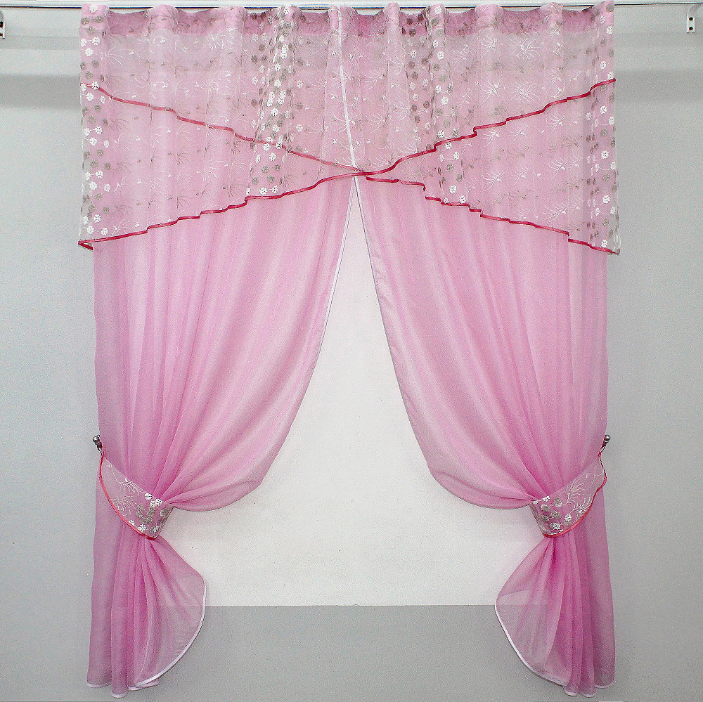 Кухонные шторы VR-Textil № 091к с ламбрекеном и подвязками розовый 270х170 см (52-0010) Киев - изображение 1