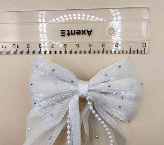 Комплект заколок "Бантики зі стрічками" 2 шт Білий Сміла