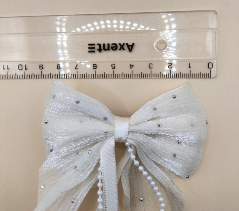 Комплект заколок "Бантики зі стрічками" 2 шт Білий Сміла - фото 2