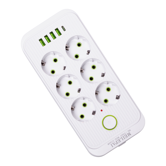 Yiwu Мережевий фільтр 3 м подовжувач F06U на 6 розеток 4 USB 1 Type-C та кнопкою відключення Бі Коломия