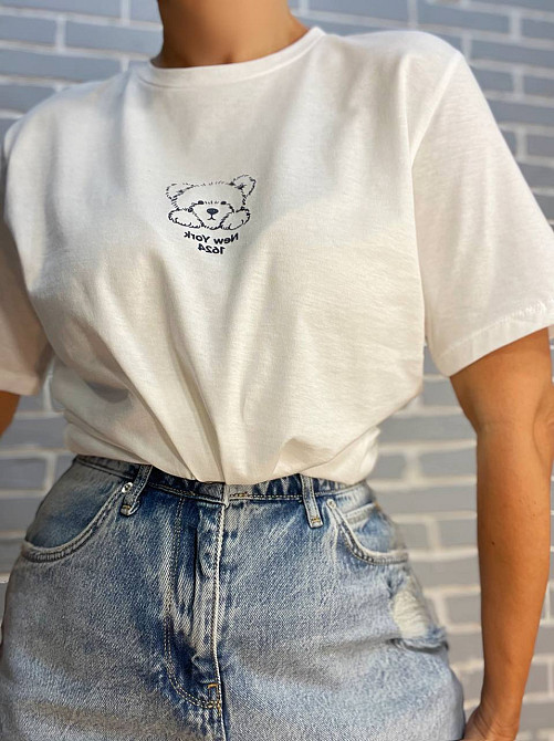 Футболка жіноча Pepper&mint AF24-23 принт ведмедик попереду біла, білий, L Київ - фото 6