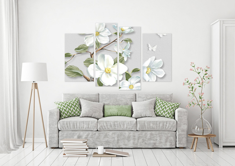 Модульна картина у спальню, вітальню Абстракція Квіти Art-613_4 110x160 см Київ - фото 2