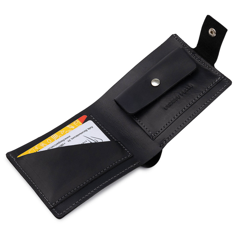 Небольшое мужское портмоне GRANDE PELLE 11566 Черный Киев - изображение 3