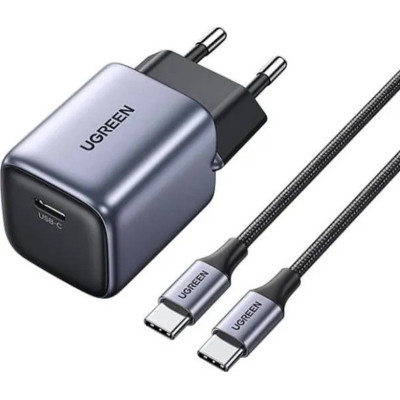 Зарядное устройство Ugreen 1xUSB 30W (USB-C) Gan PD Nexode Mini + PD cable Grey CD319 (25257) Винница - изображение 1