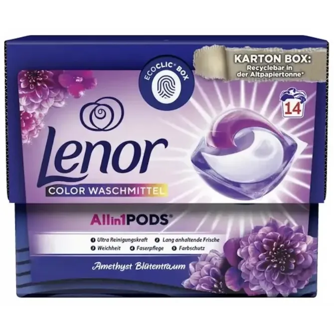 Капсулы для стирки Lenor all in 1 Amethyst Blutentraum 5Х 14 шт Львов - изображение 1