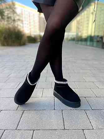 ITTS Угги жіночі ITTS чорні натуральна замша з теплим хутром высота 10 см (5639) Коломыя