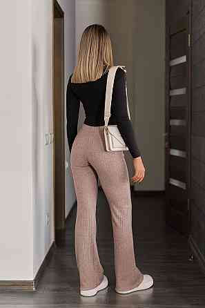 Жіночі трикотажні штани в рубчик "Darcy" | Батал Мокко, 54-56 Київ