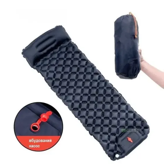 Туристический надувной матрас Каремат с подушкой со встроенным насосом 60 см на 190 см. Outdoor Sleeping Коломия