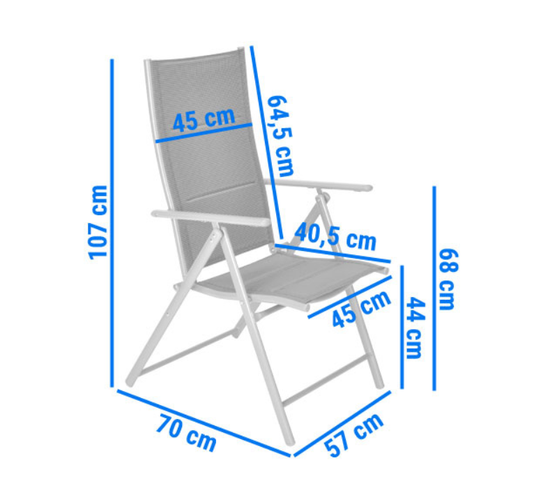 Складний садовий стілець MODENA eDomator алюмінієвий з регулюванням спинки, Срібний (Польща) Київ - фото 10