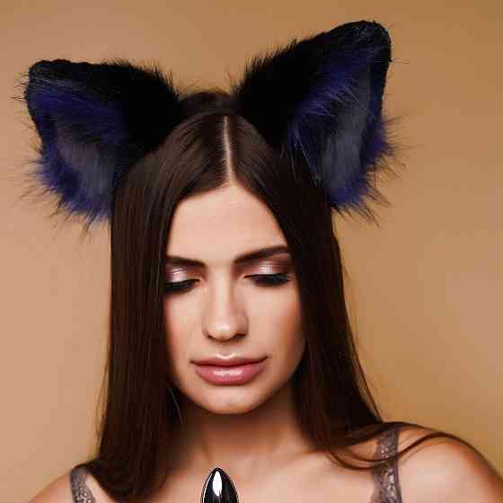 Меховые ушки кошки трехцветные: Черный, синий, серый OKOVA Sex Aura Киев