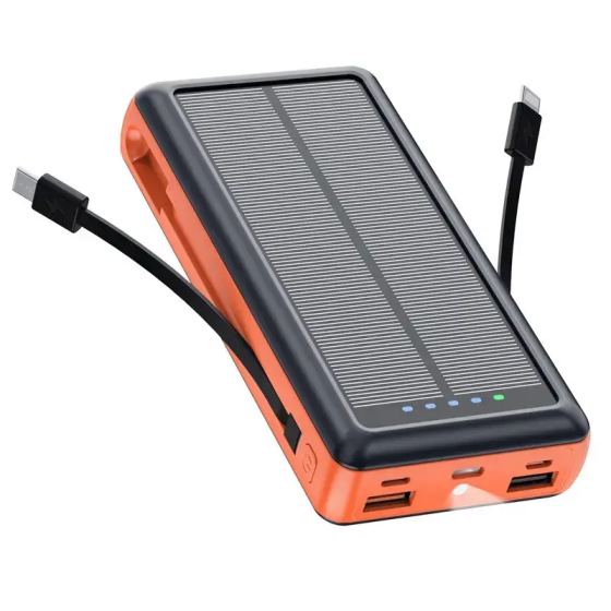 Зарядное устройство на солнечных батареях Powerbank 619S 20000mAh с фонариком и быстрой зарядкой Винница