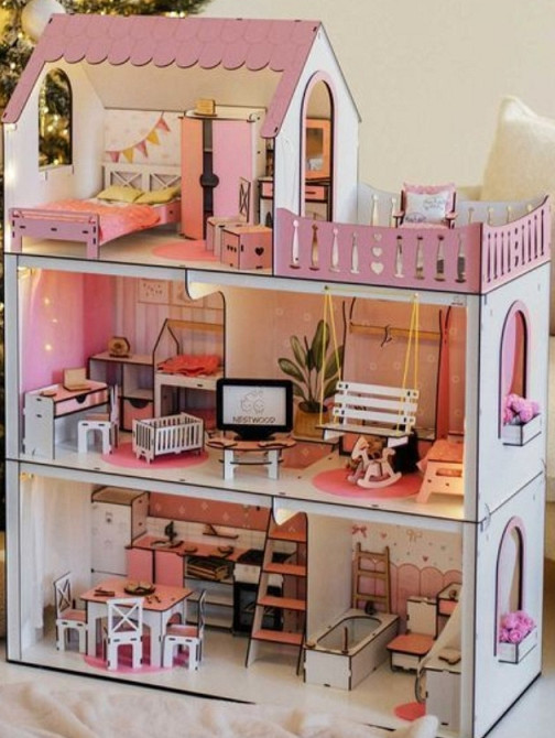 Кукольный дом с освещением Кукольной Домик + подарок мебель Барбы. Киев - изображение 2