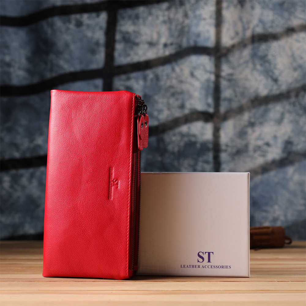 Женский кожаный кошелек на три отделения ST Leather 23109 Красный Киев - изображение 1