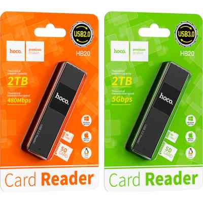 Зчитувач флеш-карт HOCO USB3.0 to microSD, microSDHC, microSDXC, SD, SDHC, SDXC, HB20 Black (6931474735218) Вінниця