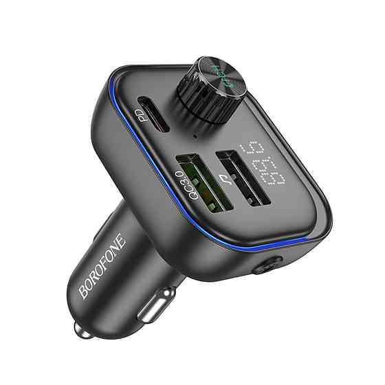 АЗП з FM-модулятором BOROFONE BC54 Acertar PD30W+QC3.0 car BT FM transmitter 18W Black (6941991109850) Київ