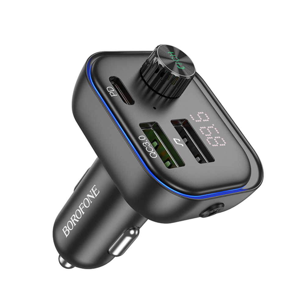 АЗП з FM-модулятором BOROFONE BC54 Acertar PD30W+QC3.0 car BT FM transmitter 18W Black (6941991109850) Київ - фото 1