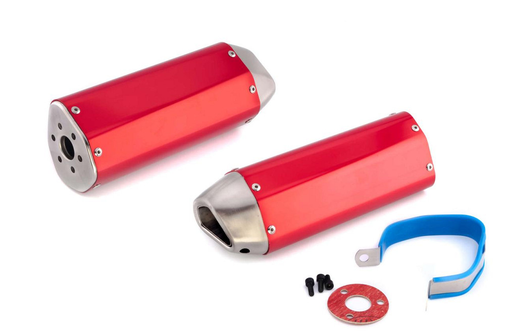 Глушитель (тюнинг) 370*105mm (нержавейка, три-овал, красный, прямоток) 118 Мукачево - изображение 1