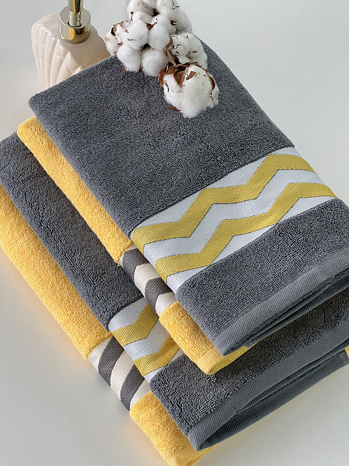 Комплект махрових рушників Ideal Textile з бордюром 2 шт (50х90см + 70х140см) Чернівці - фото 8