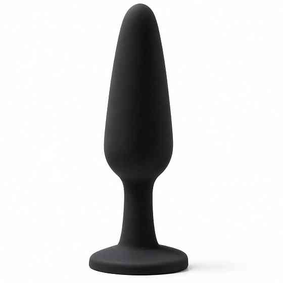 Анальная пробка силиконовая ALUME черная с белым камнем, M Sex Aura Киев