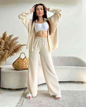 Женский стильный привлекательный костюм американский креп Бежевый, 44/46 Одесса