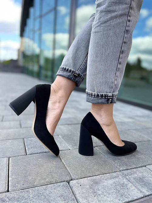 Туфлі жіночі TEE чорні еко-замша каблук 10см 35р.-22.5см 38р.-25см ( -2) Коломия - фото 7