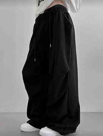 Жіночі стильні оверсайз штани двонитка Чорний Одеса