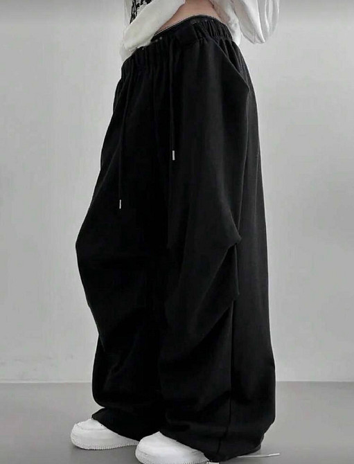 Жіночі стильні оверсайз штани двонитка Чорний Одеса - фото 3