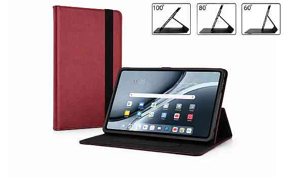 Чохол-книжка PlastGuard для Honor Pad 8, Honor Pad 9  – еко-шкіра, рамкова фіксація планшета, колір Чорний Бордовий Київ