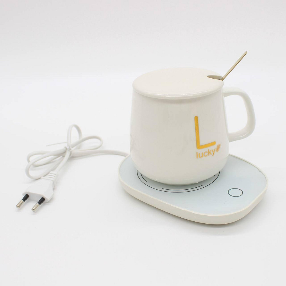 Чашка 400мл на підставці з підігрівом до +55 °С, Біла / Чашка керамічна з ложкою / Кружка з підігрівом Київ - фото 9