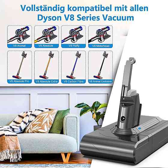 Аккумулятор для пылесоса Dyson V8 с 2 фильтрами 21,6V 6000 mAh сменная батарея для Absolute Animal Fluffy SV10 Киев