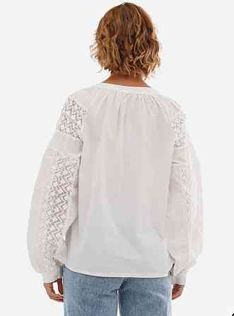 Женская белая современная вышиванка 80% хлопок, 20% полиэстер. 44 Одесса