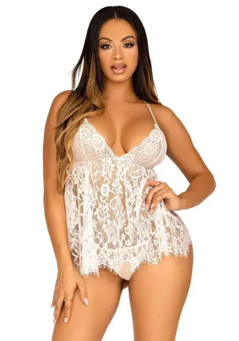 Пеньюар Leg Avenue Floral lace babydoll & string White S Львов - изображение 1