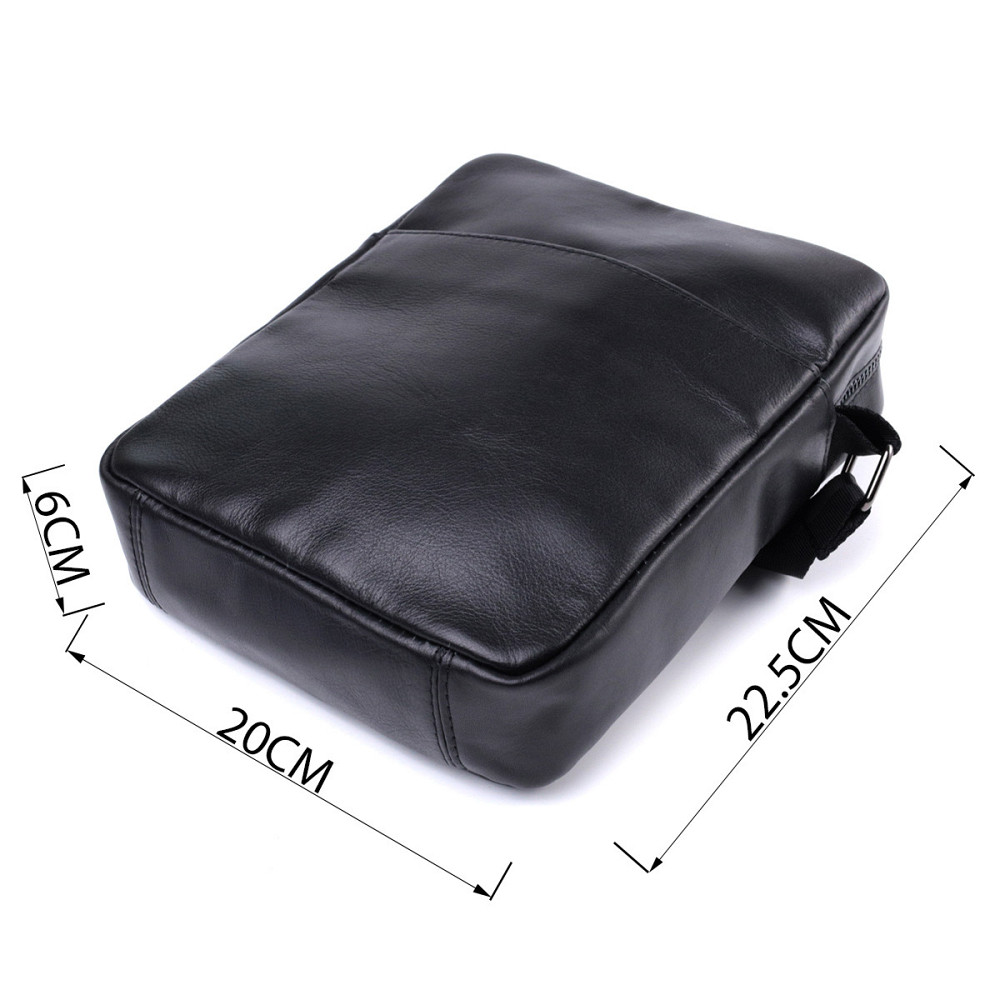 Сумка для чоловіків через плече із глянсової натуральної шкіри Чорна (SHVIGEL) Київ - фото 7