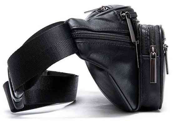 Сумка поясна з овечої шкіри Vintage 20205 Чорна Київ