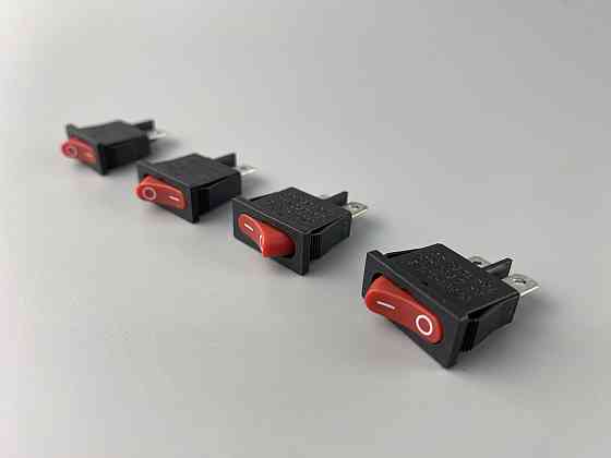 Перемикач клавішний червоний, ON-OFF, 9.5 ммх21мм, 2 ніжки Мукачево