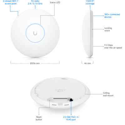 Точка доступа Wi-Fi Ubiquiti UniFi 7 PRO (U7-PRO) Винница