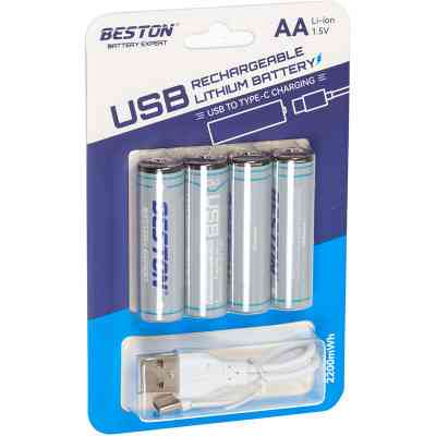Акумулятор Beston AA USB Type-C 1460mAh 1.5V Li-ion * 4 (2AC-60/AA620265) Вінниця