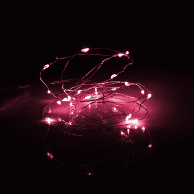 Гірлянда YES! Fun Нитка на мідному дроті 20 LED Рожева 2 м Статична На батарейках (975024) Вінниця - фото 3
