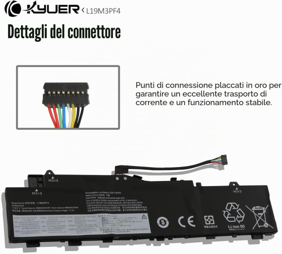 Аккумулятор K KYUER L19M3PF4 для Lenovo IdeaPad 5 14, 56.5 Вт·ч, 4955 мА·ч, 11.52 В, L19L3PF7 Киев