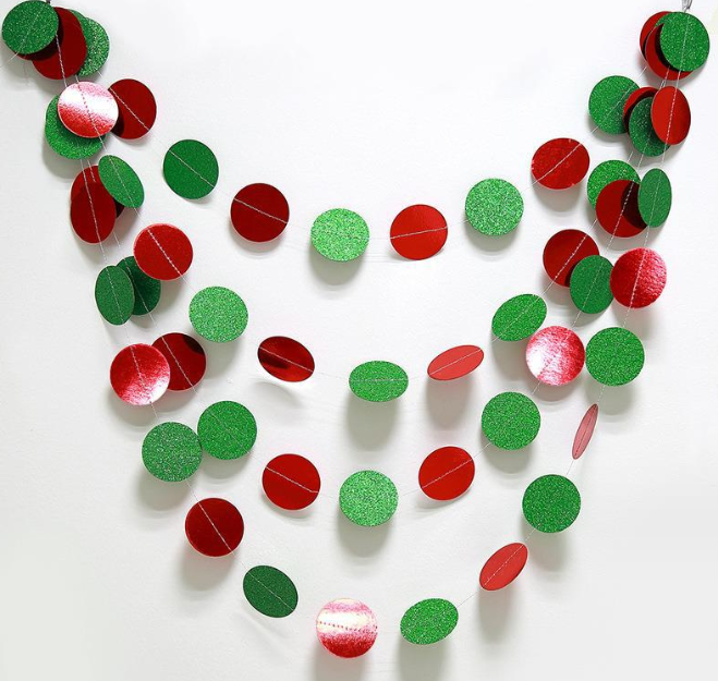 Новорічна гірлянда на нитці Кружки 4 м 5см червоно-зелений Київ - фото 1