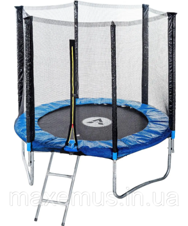 Батут Atleto 183 см (6 ft) с защитной сеткой и лестницей детский садовый батут синий Blue Edition Мостиска