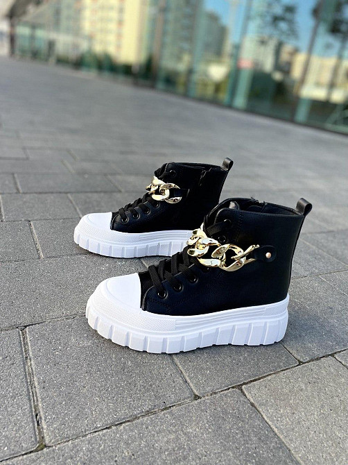 Кеды женские черные эко-шкира высота 11см подошва 4см размеры 37-41 (4758) Коломия - фото 8