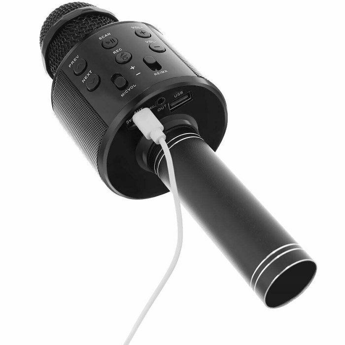 Мікрофон караоке бездротовий WS-858 WSTER BLACK з Bluetooth, динаміками та функцією запису пісень Одеса - фото 5