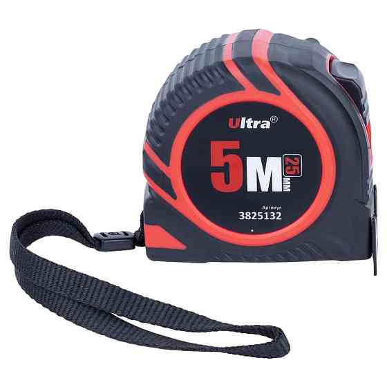 Ultra Рулетка обрезиненная с нейлоновым покрытием полотна 5м×25мм ULTRA (3825132) Київ