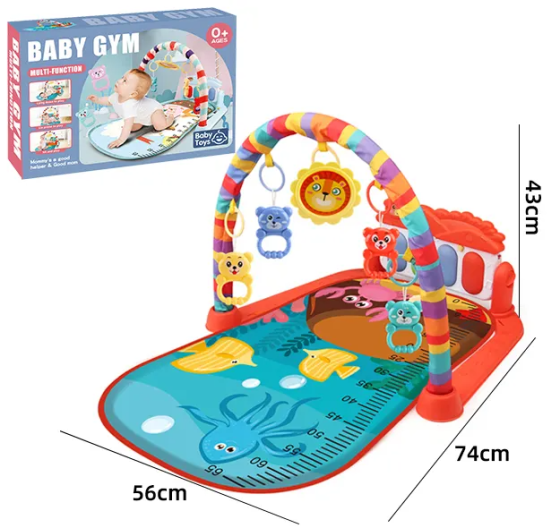 Развивающий коврик для детей с музыкальным пианино, подвесными игрушками, шкалой роста, морской тематики Каменец-Подольский