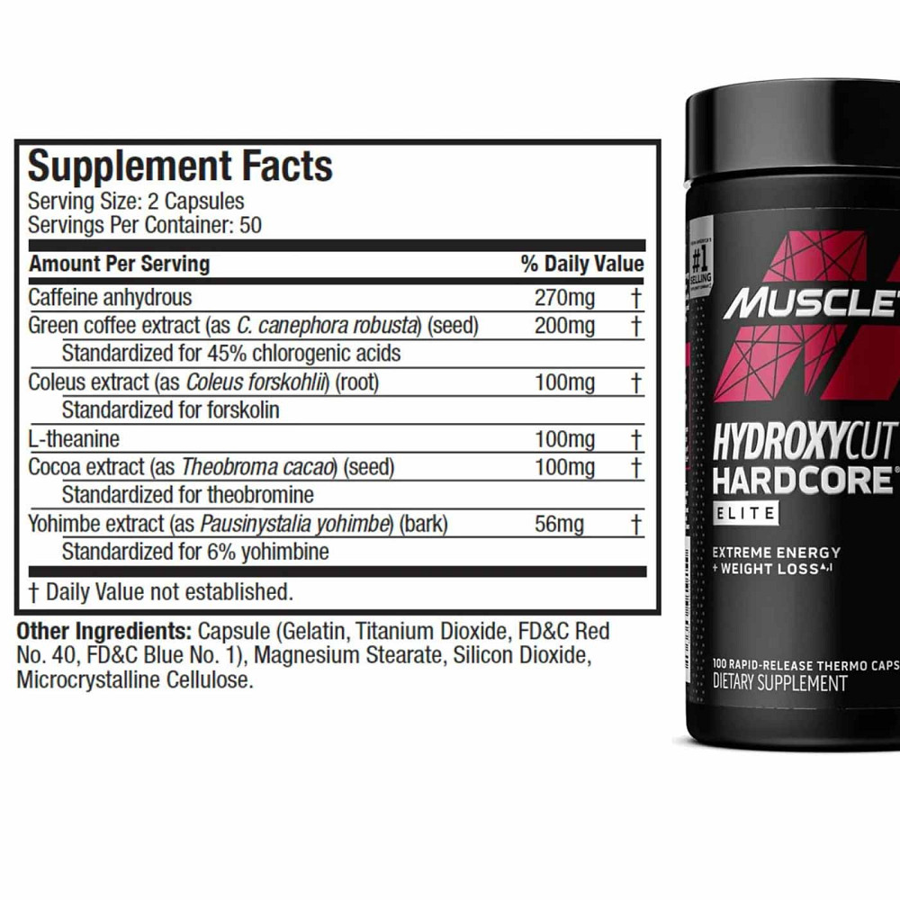 Жиросжигатель MuscleTech Hydroxycut Hardcore Elite 100 caps Луцк - изображение 3