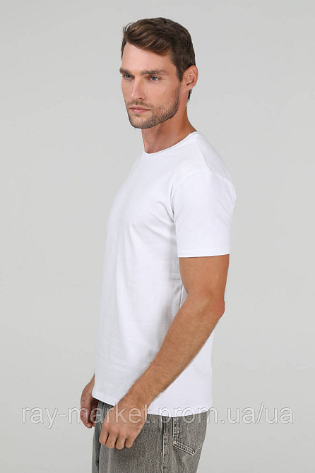 Набір базових футболок Ray Premium Fit чоловічі 2шт, білий (U0102-WHI-WHI) Київ - фото 3